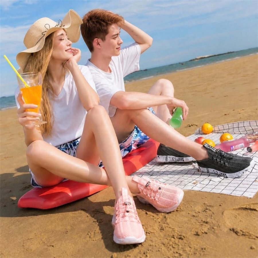 Open-Mesh Beach Walking Shoe in use, view 1