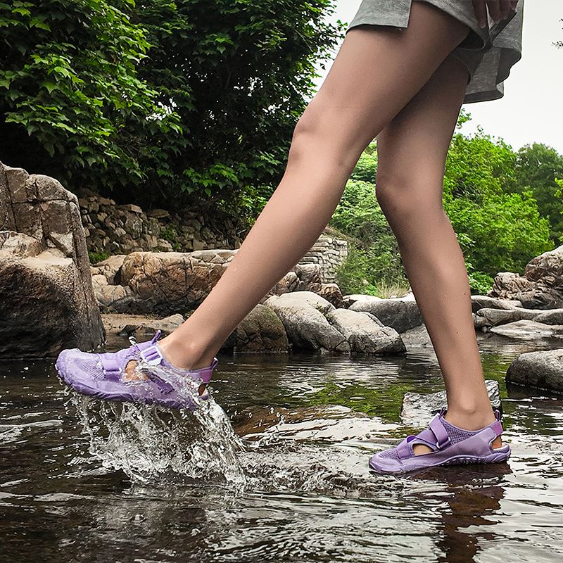 Open-Side Amphibious Sandal Shoe in use, view 1