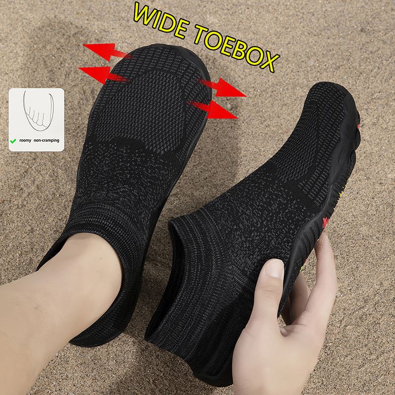Wide-Toe Knit Sock Water Shoe in use, view 6